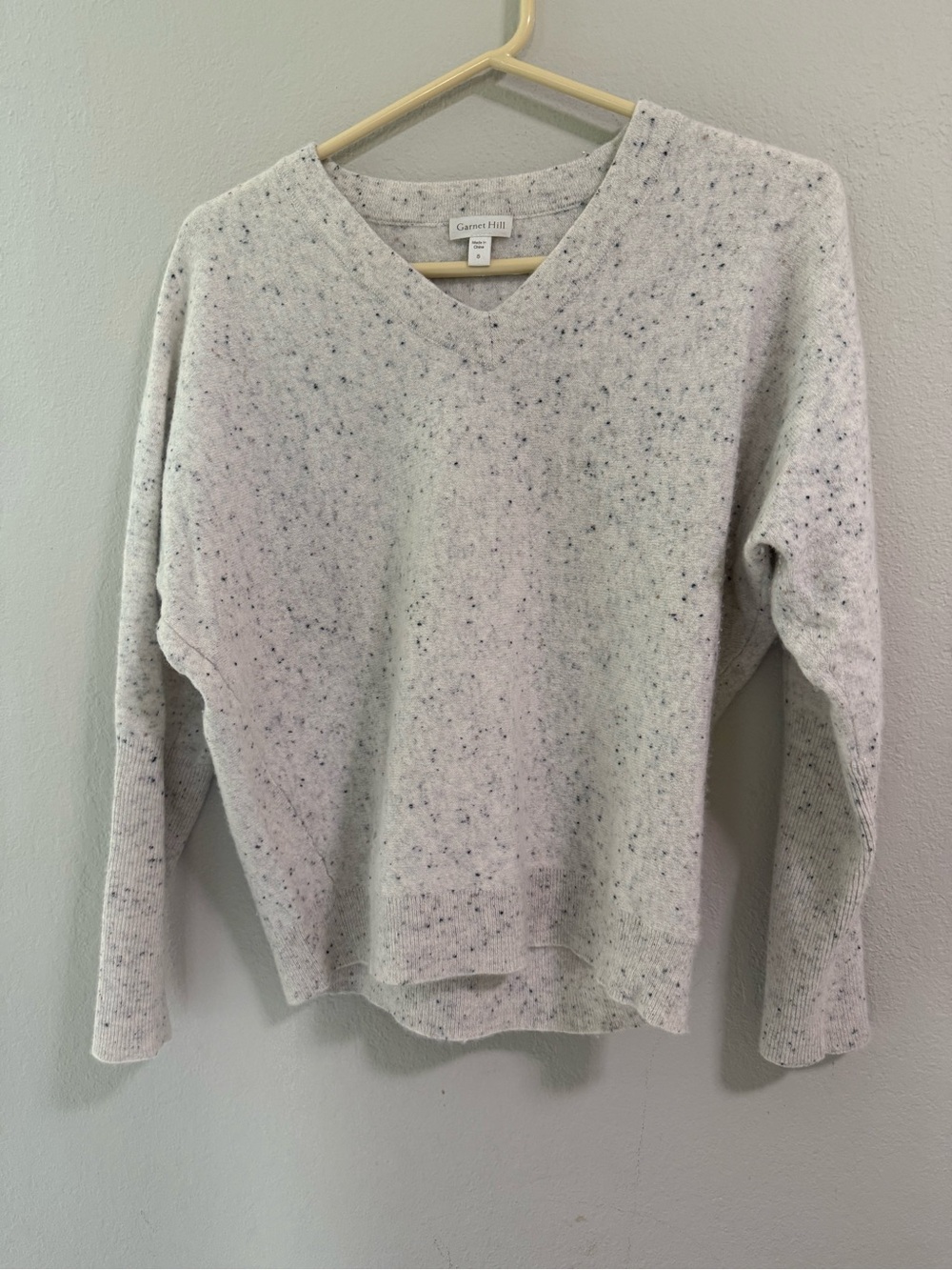 Garnet Hill 100% Cashmere Speckled V-Neck Sweater S